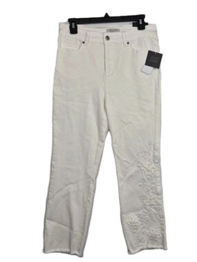 John Mark Jeans Women's Size 6 Ankle Floral Embroidered Stretch White NWT 24